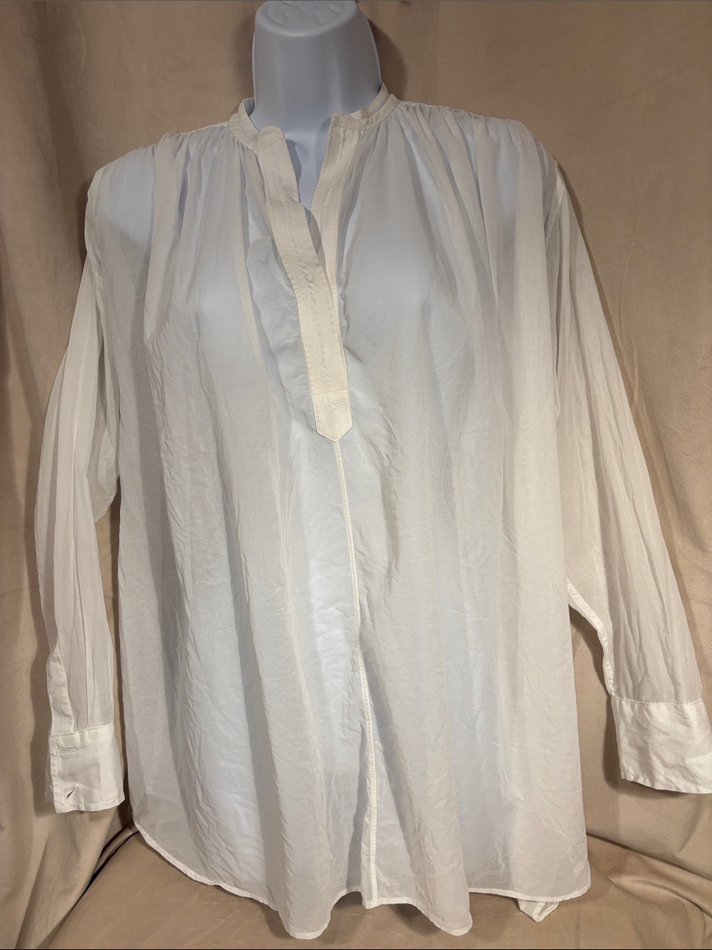 Helmut Lang White Long-Sleeve Pullover Button-Trim Shirt